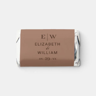 Elegant Simple Mocha Mousse with Monogram Wedding Hershey's Miniatures