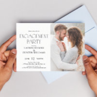 Elegant  Simple Modern 2 Photo Engagement Party Invitation