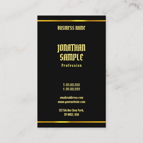 Elegant Simple Modern Black And Gold Template Business Card