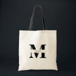Elegant Simple Modern Black Personalized Monogram Tote Bag<br><div class="desc">This elegant and modern black tote bag is the ultimate accessory for any party or bridesmaid gift. It features a sleek, minimalist design that’s perfect for any occasion. The sophisticated black color exudes timeless elegance, while the personalized monogram Name Initial adds a touch of individuality and charm. This tote is...</div>