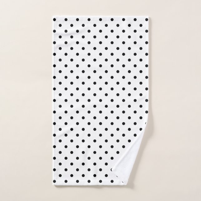 Elegant simple modern black white polka dot hand towel  (Hand Towel)
