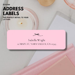 Elegant Simple Modern Blush Pink Black Bow Label