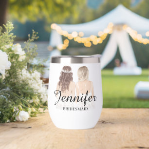 elegant simple modern bridesmaid Personalized  Thermal Wine Tumbler