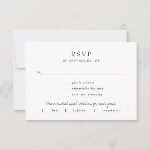 Elegant Simple Modern Calligraphy Meal Request RSVP Card
