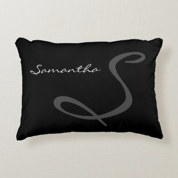 Elegant Simple Modern Chic Trendy Monogram Black Decorative Pillow by The_Monogram_Shop at Zazzle