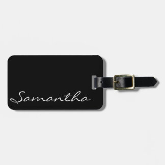 elegant simple modern chic trendy monogram black luggage tag