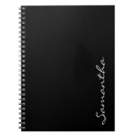 elegant simple modern chic trendy monogram black notebook