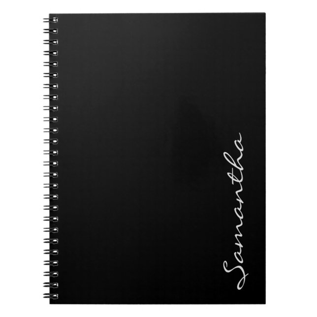 elegant simple modern chic trendy monogram black notebook (Front)