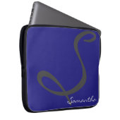 elegant simple modern chic trendy monogram blue laptop sleeve (Front Right)