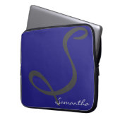 elegant simple modern chic trendy monogram blue laptop sleeve (Front Left)