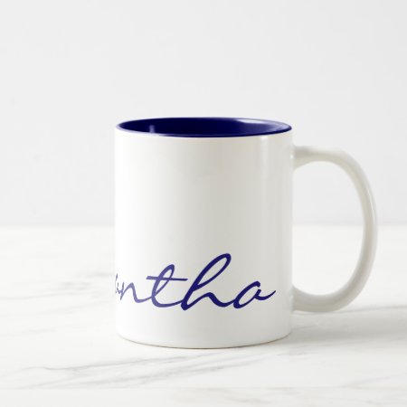 Elegant Simple Modern Chic Trendy Monogram Blue Two-tone Coffee Mug