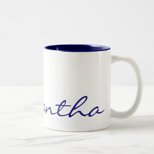 elegant simple modern chic trendy monogram blue Two_Tone coffee mug