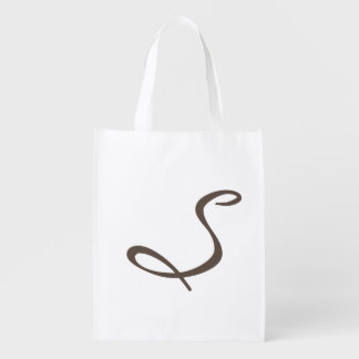elegant simple modern chic trendy monogram gray grocery bag
