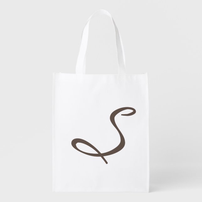 elegant simple modern chic trendy monogram gray grocery bag (Front)