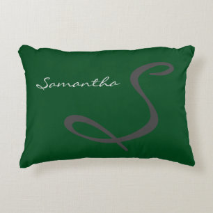 elegant simple modern chic trendy monogram green accent pillow