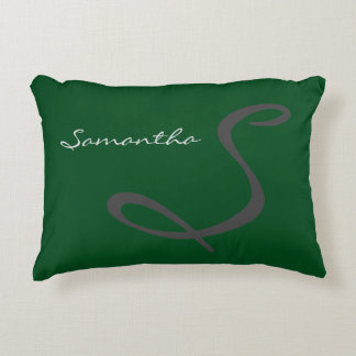 elegant simple modern chic trendy monogram green accent pillow