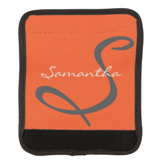 elegant simple modern chic trendy monogram orange luggage handle wrap