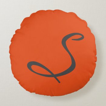 Elegant Simple Modern Chic Trendy Monogram Orange Round Pillow by The_Monogram_Shop at Zazzle