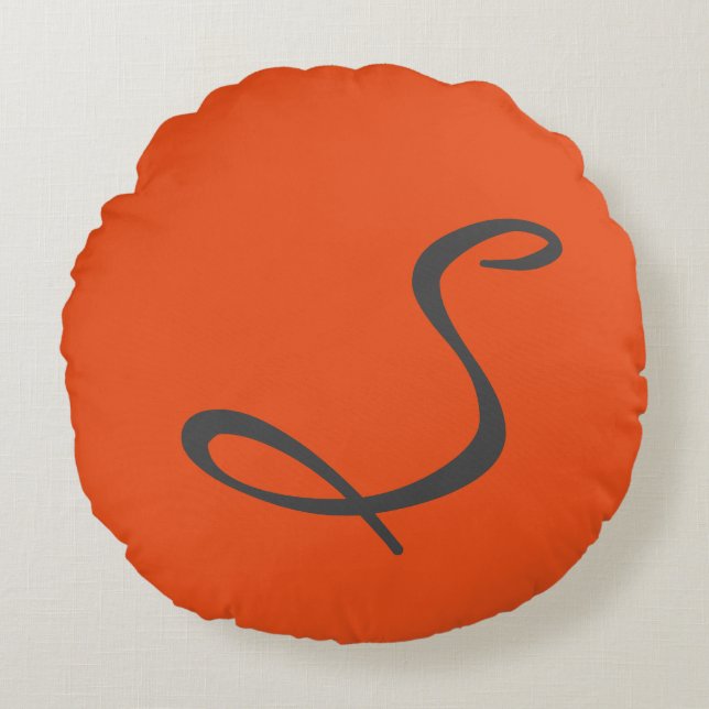 elegant simple modern chic trendy monogram orange round pillow (Front)