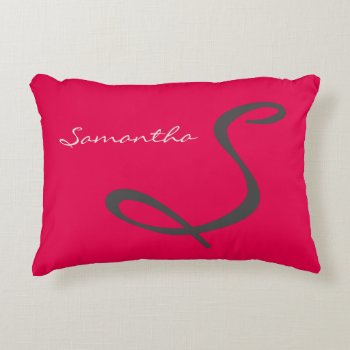 Elegant Simple Modern Chic Trendy Monogram Pink Decorative Pillow by The_Monogram_Shop at Zazzle