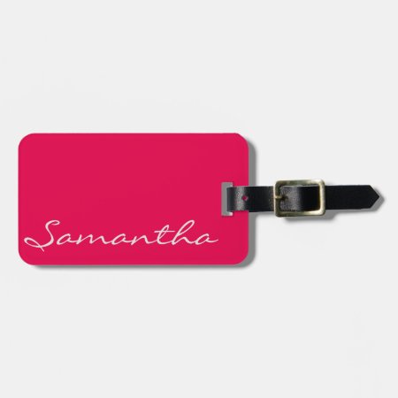 Elegant Simple Modern Chic Trendy Monogram Pink Luggage Tag