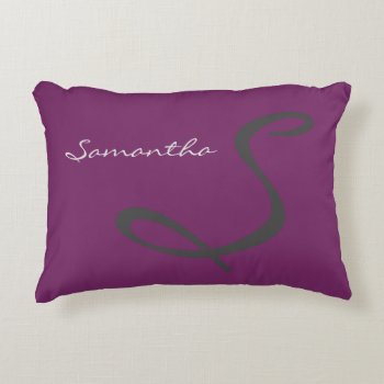 Elegant Simple Modern Chic Trendy Monogram Purple Accent Pillow by The_Monogram_Shop at Zazzle