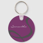 Elegant Simple Modern Chic Trendy Monogram Purple Keychain at Zazzle