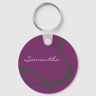 elegant simple modern chic trendy monogram purple keychain