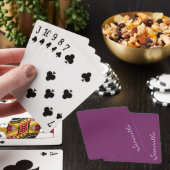 elegant simple modern chic trendy monogram purple playing cards (In Situ)