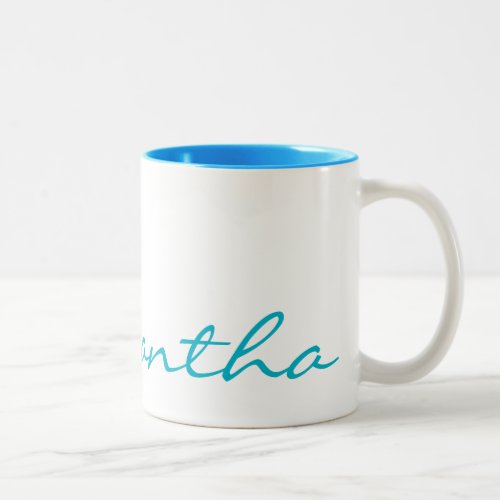 elegant simple modern chic trendy monogram teal Two_Tone coffee mug