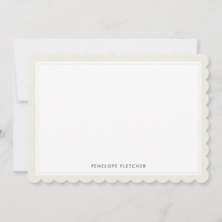 Elegant Simple Modern Cream Scalloped Edge Note Card
