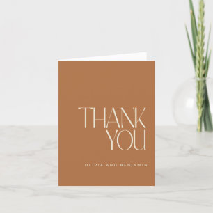Elegant Simple Modern Custom Terracotta Wedding Letterpress Thank You Card