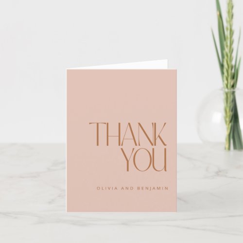 Elegant Simple Modern Custom Wedding Blush Pink Thank You Card