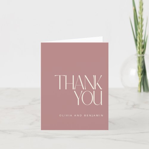 Elegant Simple Modern Custom Wedding Dusty Rose Thank You Card