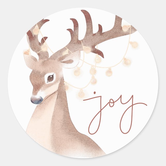 Elegant Simple Modern Cute Reindeer Christmas Classic Round Sticker (Front)