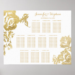 Elegant Simple Modern Floral Gold Seating Chart