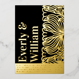 Elegant Simple Modern Floral Gold Wedding Foil Invitation