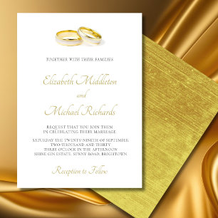 Elegant Simple Modern Gold Rings Wedding Invitation