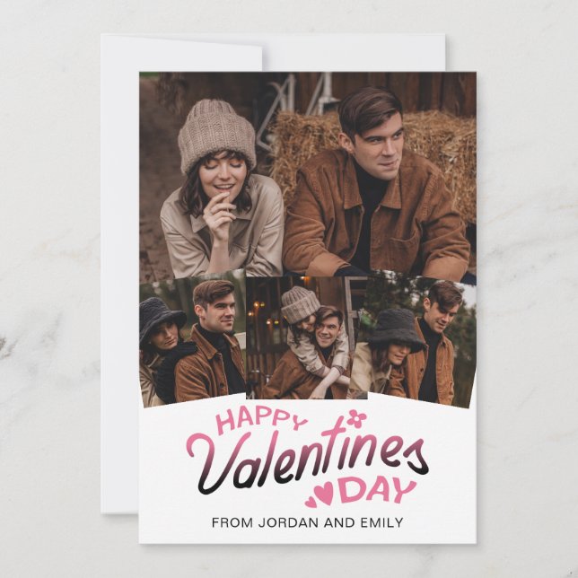 Elegant Simple Modern Happy Valentine's Day Photo Holiday Card (Front)