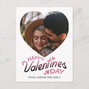 Elegant Simple Modern Happy Valentine's Day Photo Holiday Postcard