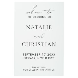 Elegant Simple Modern Metal Wedding Welcome Sign