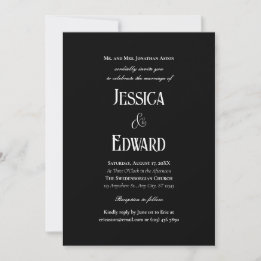 Elegant Simple Modern Minimal Classic Black White Invitation