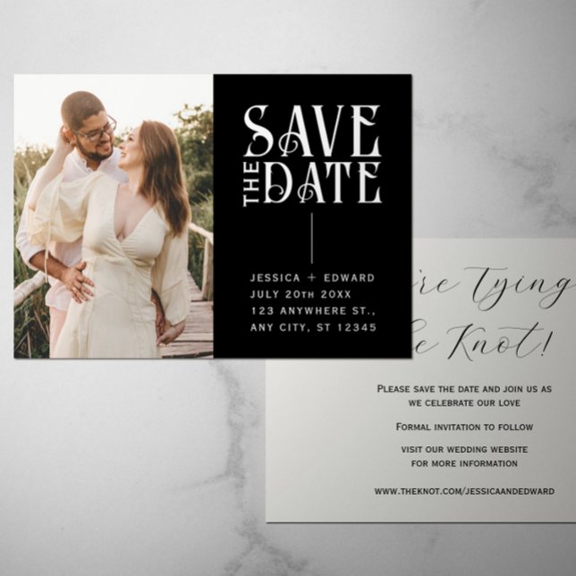 Elegant Simple Modern Minimal Script Photo Black Invitation (Creator Uploaded)