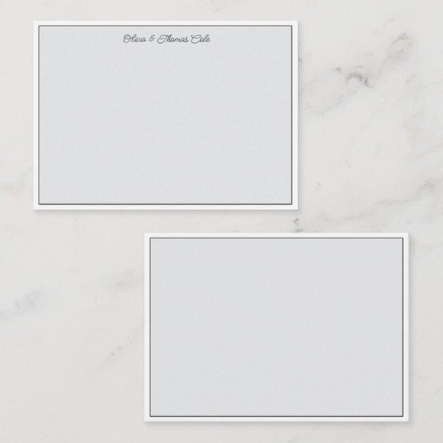Elegant Simple Modern Minimal Slate Wedding Couple Note Card (Front/Back)