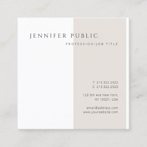 Elegant Simple Modern Minimalist Chic Template Square Business Card