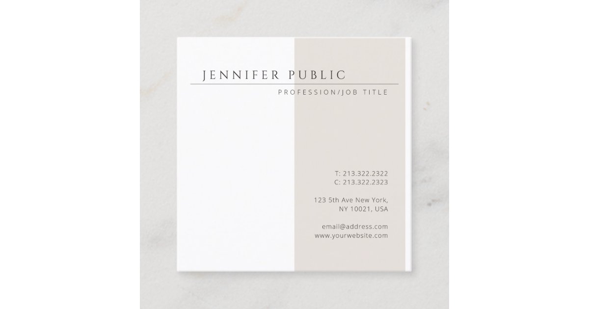 Elegant Simple Modern Minimalist Chic Template Square Business Card ...