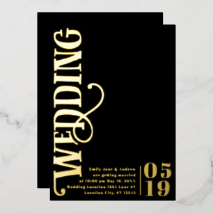 Elegant Simple Modern Minimalist Gold Wedding  Foil Invitation