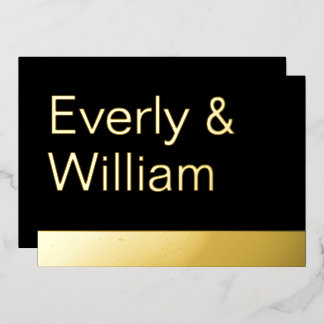 Elegant Simple Modern Minimalist Gold Wedding Foil Invitation