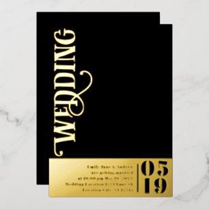 Elegant Simple Modern Minimalist Gold Wedding Foil Invitation