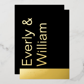 Elegant Simple Modern Minimalist Gold Wedding Foil Invitation